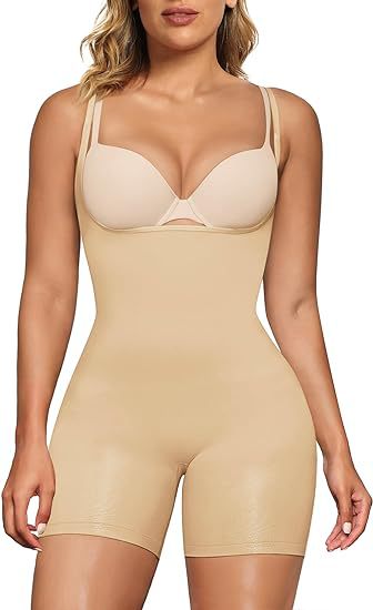 Seamless One-Piece Shapewear Body Shaper with Breast Support, Slimming Corset, Tight-Fitting Tummy Control Bodysuit